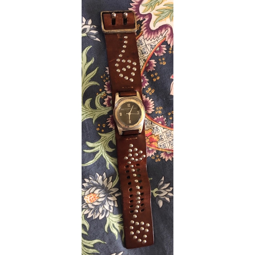 Women’s Fossil Leather Studded Watch